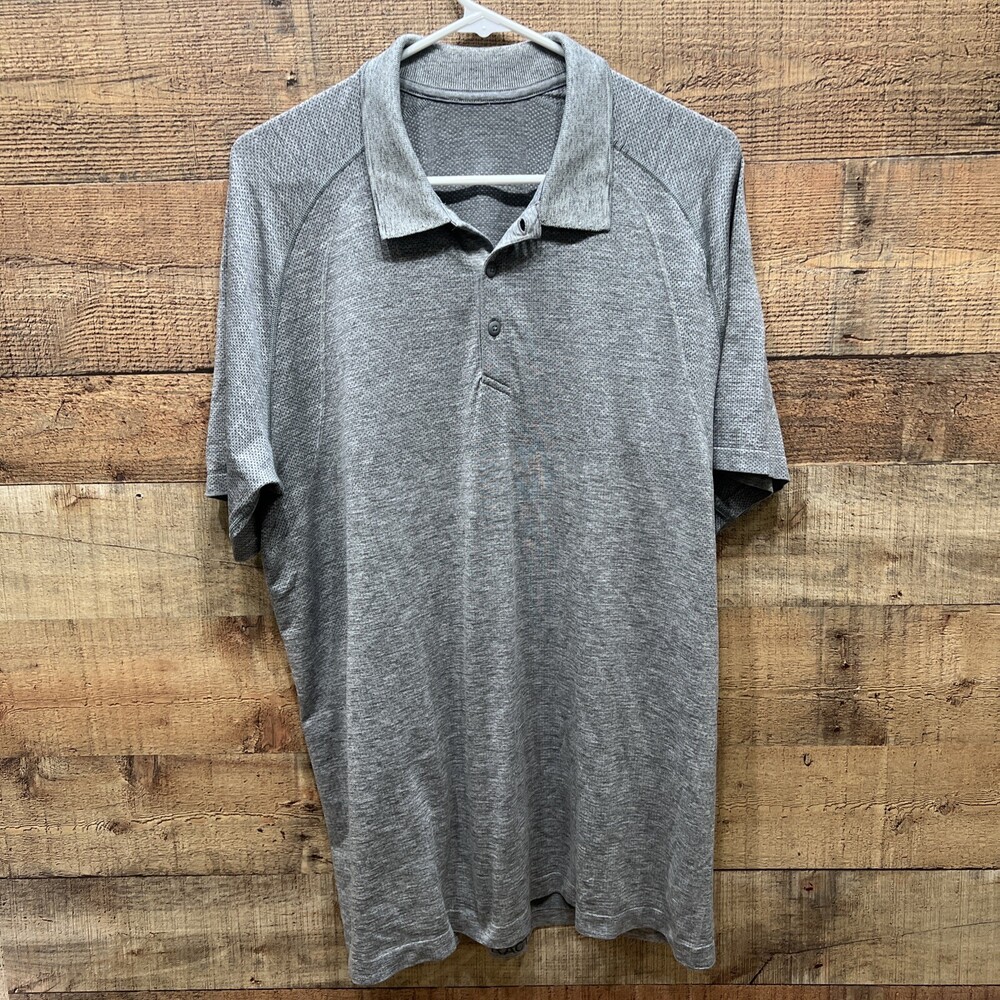 Lululemon Mens Gray Mesh Polo Golf Shirt XL